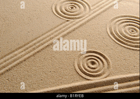 Sand Textur, Muster in den Sand gezeichnet Stockfoto