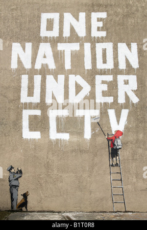 Banksy eine Nation unter CCTV London UK Stockfoto