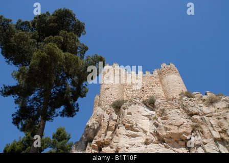 Almansa Burg, Almansa, Provinz Albacete, Kastilien-La-Mancha, Spanien Stockfoto