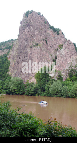 Felsformation "Rheingrafenstein" in der Nähe von Bad Münster am Stein, Deutschland Stockfoto