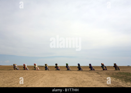 USA Amarillo Texas Cadillac Ranch eine Kunst im öffentlichen Raum-Installation und Skulptur entstand im Jahre 1974 Stockfoto