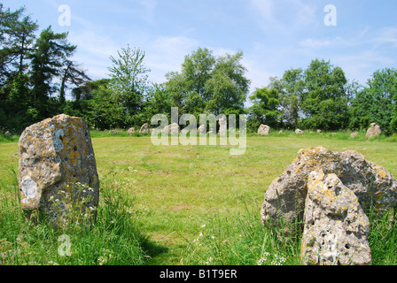 "The King's Men' Stone Circle (Der Rollright Stones), in der Nähe von Long Compton, Oxfordshire, England, Vereinigtes Königreich Stockfoto