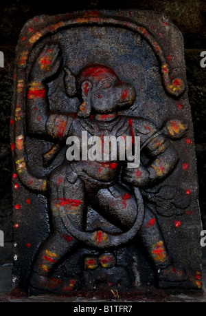 Hanuman-Schrein, Virupaksha 15. Jahrhundert Tempel, Hampi, Karnataka, Indien Stockfoto