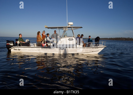 Sonnenuntergang Bootstour mit Reisen von St. George Island in Apalachicola Bay entlang s North Florida panhandle Küste Stockfoto