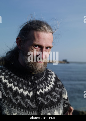 Porträt des isländischen Bauern, Hofn Island Stockfoto