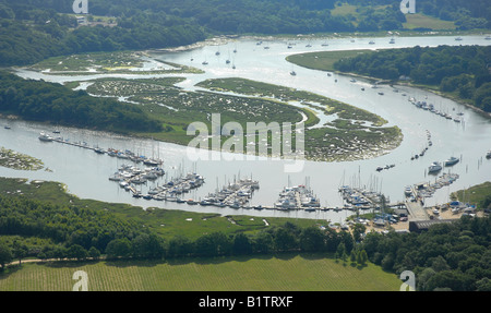 Luftaufnahme von Beaulieu River, Hampshire. VEREINIGTES KÖNIGREICH. Stockfoto