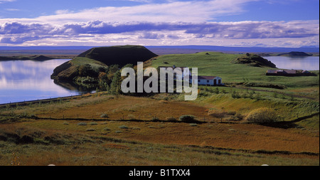 Pseudocraters in der Nähe von Hof am See Myvatn, Island Stockfoto