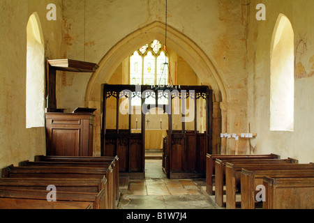 Hailes Pfarrkirche innen in der Nähe von Winchcombe Gloucestershire, England Stockfoto