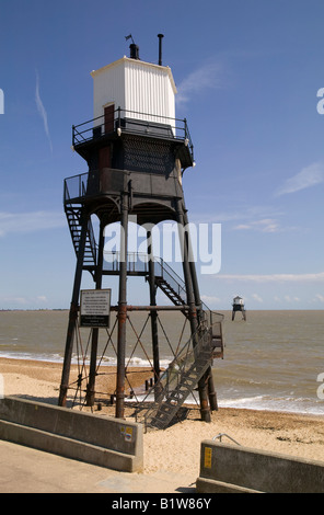 paar der Leuchttürme für die Navigation in dovercourt Stockfoto