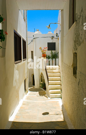 Straße in der Stadt Naxos, Kykladen Griechenland. Stockfoto