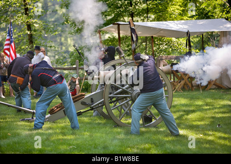 Bürgerlichen Krieg Kanone abfeuern Demonstration Speedwell Dorf Morris County NJ Stockfoto