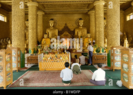 Asien MYANMAR BURMA BIRMA YANGON YANGOON, beten Buddhisten SHWEDAGON Pagode, eines der berühmtesten Gebäude in Myanmar und in Asien Stockfoto