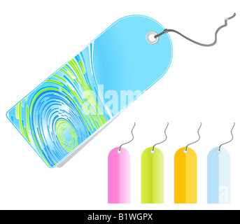 Vektor-Illustration eines abstrakten Einzelhandel Tags mit Leine und weitere bunte Stichwörter Set 1 Stockfoto