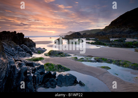 Combesgate Strand an der Küste von North Devon Woolacombe Devon England Stockfoto