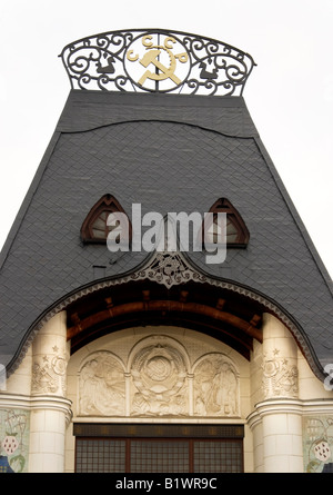 Detail der Yaroslavsky Bahnhof (1904), Komsomolskaja-Platz, Moskau, Russland Stockfoto