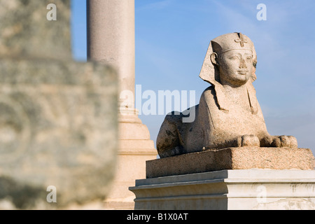 Alexandria Oktober Sphinx-Statue bei Pompey s Säule und das Serapeum Stockfoto