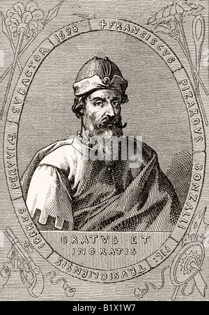 Francisco Pizarro González ca. 1471 1478, 1541 spanische Eroberer von einem 19. Jahrhundert Gravur Stockfoto