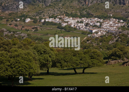 Ansicht von Villaluenga del Rosario, Andalusien Stockfoto