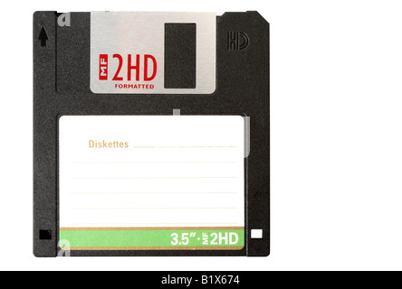 Vintage Diskette isoliert auf weiss Stockfoto