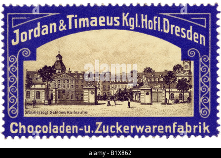 Trading-Stempel Süßigkeiten Jordan Timaios Kgl Hofl Dresden Chololaden u Zuckerwarenfabrik Stockfoto