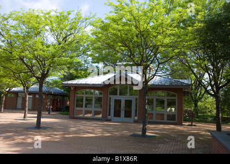 Harpers Ferry National historischen Park Visitor Center, Website der Shuttle-Bus Abholung vom Hauptparkplatz, Harpers Ferry WV Stockfoto