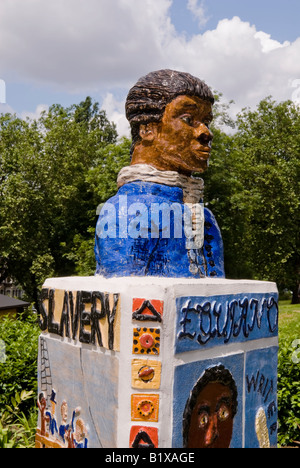 Sockel, Olaudah Equiano im Telegraph Hill Park, enthüllt am 14. Juni 2008 durch den Bürgermeister von Lewisham, Sir Steve Bullock Stockfoto