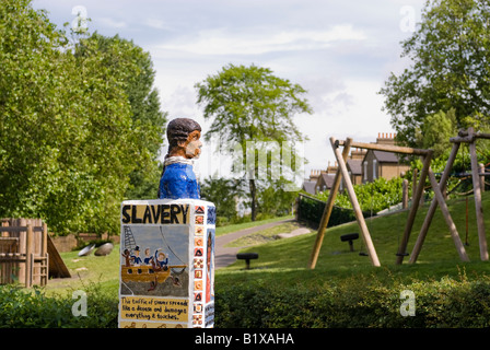 Sockel, Olaudah Equiano im Telegraph Hill Park, enthüllt am 14. Juni 2008 durch den Bürgermeister von Lewisham, Sir Steve Bullock Stockfoto