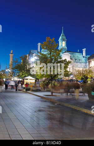 Kanada, Montreal, Hotel de Ville, Rathaus, in der Nacht Stockfoto