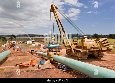 Gas-Pipeline-Installation durch einen Tunnel unter dem Fluss Exe Devon Stockfoto