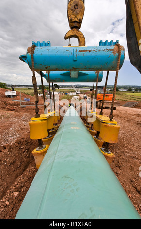 Gas-Pipeline-Installation durch einen Tunnel unter dem Fluss Exe Devon Stockfoto