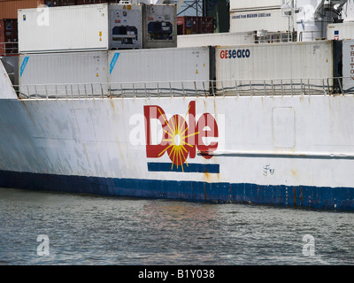 Dole-Logo auf der Banane Frucht Ananas Boot Schiff in den Hafen von Antwerpen Flandern-Belgien Stockfoto