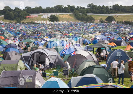 Pennard Hill Campingplatz Glastonbury Festival 2008 Stockfoto