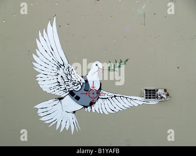 Banksy, Taube Bullet Proof, Bethlehem Stockfoto