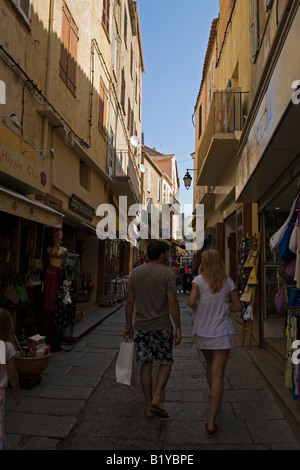 Rue Clemenceau in Calvi Stockfoto