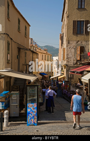 Rue Clemenceau in Calvi Stockfoto