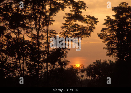 Warmen Sie Sonnenuntergang New England, New Hampshire Stockfoto