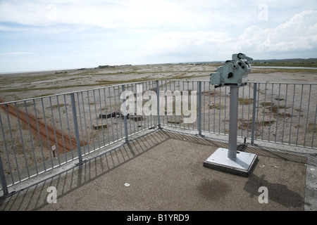 Fernglas-Dach Aussichtsplattform der Bombe Ballistik Gebäude, Orford Ness, Suffolk Stockfoto