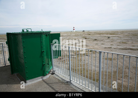 Dach, die Aussichtsplattform der Bombe Ballistik Gebäude, Orford Ness, Suffolk Stockfoto