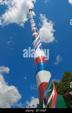 Neue Offenham Maibaum errichtet, im März 2008 Stockfoto