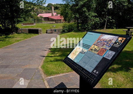 Blaenavon Eisenhütte Website Eingang und Interpretation Panel in Monmouthshire Südwales. Jetzt als Besucherattraktion und Museum. Stockfoto