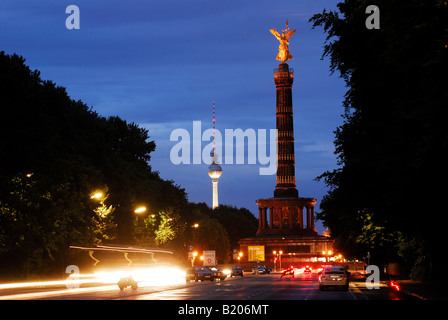 Berlin, Siegessaule Siegessäule in der Nacht, deutschland Stockfoto