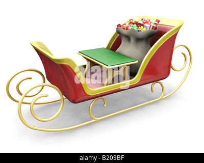 3D-Render Santas Schlitten einen Sack Geschenke Stockfoto