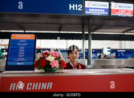 Air China Check-in-Schalter drei Terminal des Flughafen Peking China Stockfoto