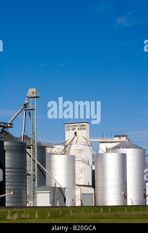 Silos und Getreidesilos in Uniontown Koop-Vereins im Bereich Palouse von Washington Stockfoto