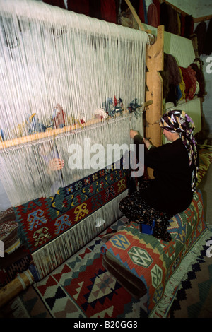 Türkei, Anatolien, Kappadokien, Göreme, Kelimweberei, Webstuhl Stockfoto