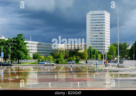 Nach dem Gewitter am Place des Nations, Genf, Schweiz Stockfoto