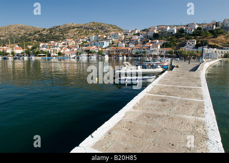 Blick auf den Hafen von Pythagorio. Insel Samos, Griechenland. Stockfoto