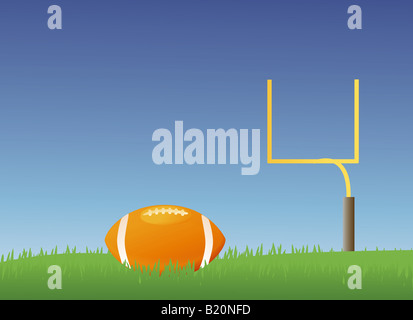 Amerikanisches Football-Feld mit einem Fußball drin Stockfoto