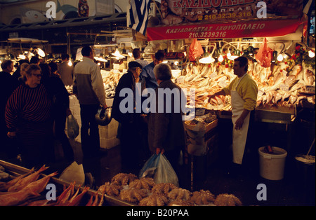 Fisch Abschnitt Zentrum Markt von Athen Griechenland Stockfoto