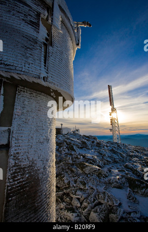 Der Mount Washington Observatory on Mount Washington im Januar. Stockfoto